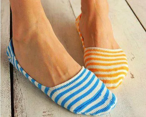 3 Pairs Of Ladies Candy Stripes Invisible Socks