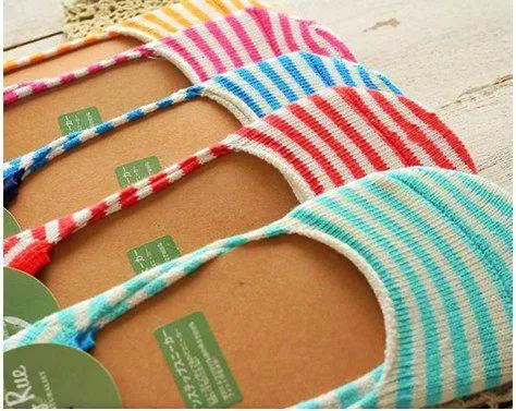 3 Pairs Of Ladies Candy Stripes Invisible Socks