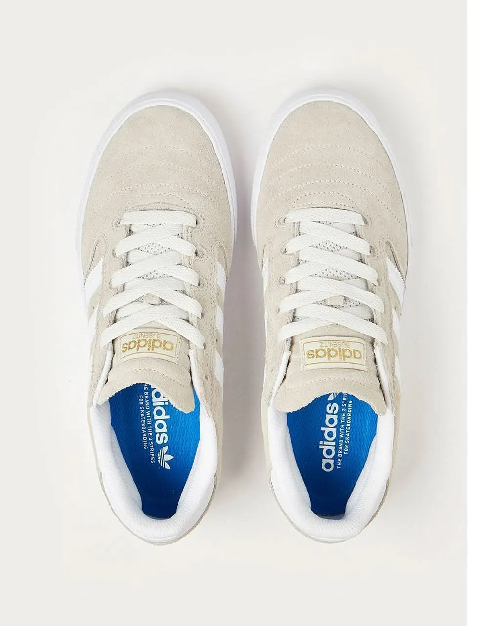 adidas Busenitz Vulc II Skate Shoes - Crystal White/White/Gold Metallic