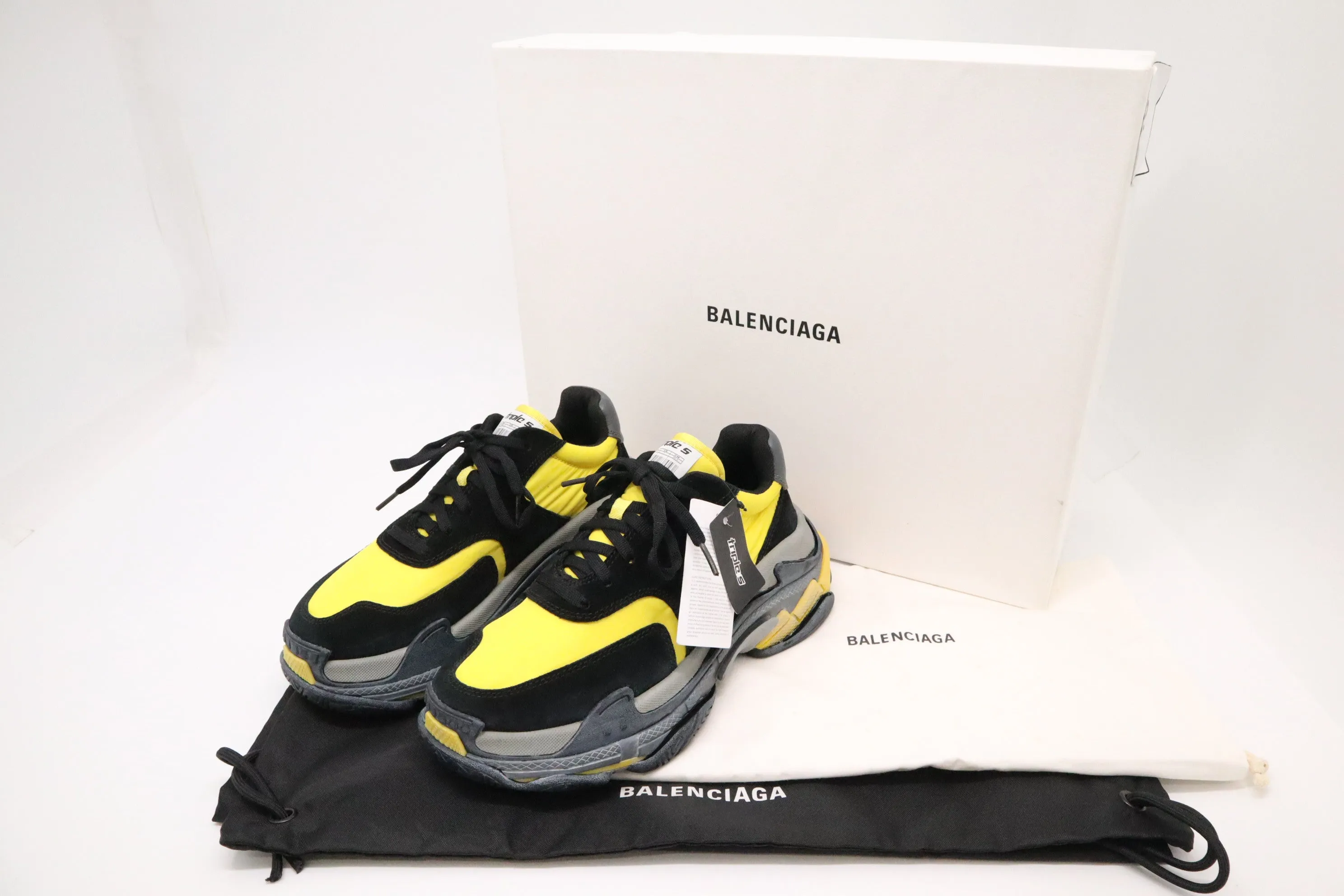 Balenciaga Triple S Sneakers in Black & Yellow