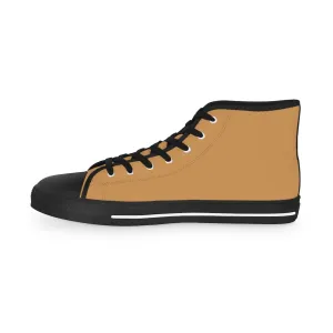 Beige Brown Men's High Tops, Modern Minimalist Best Men's High Top Sneakers Tennis Shoes