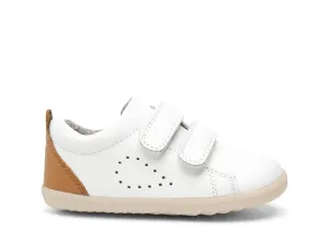 Bobux Grass Court Infants White Caramel Trainer Shoe