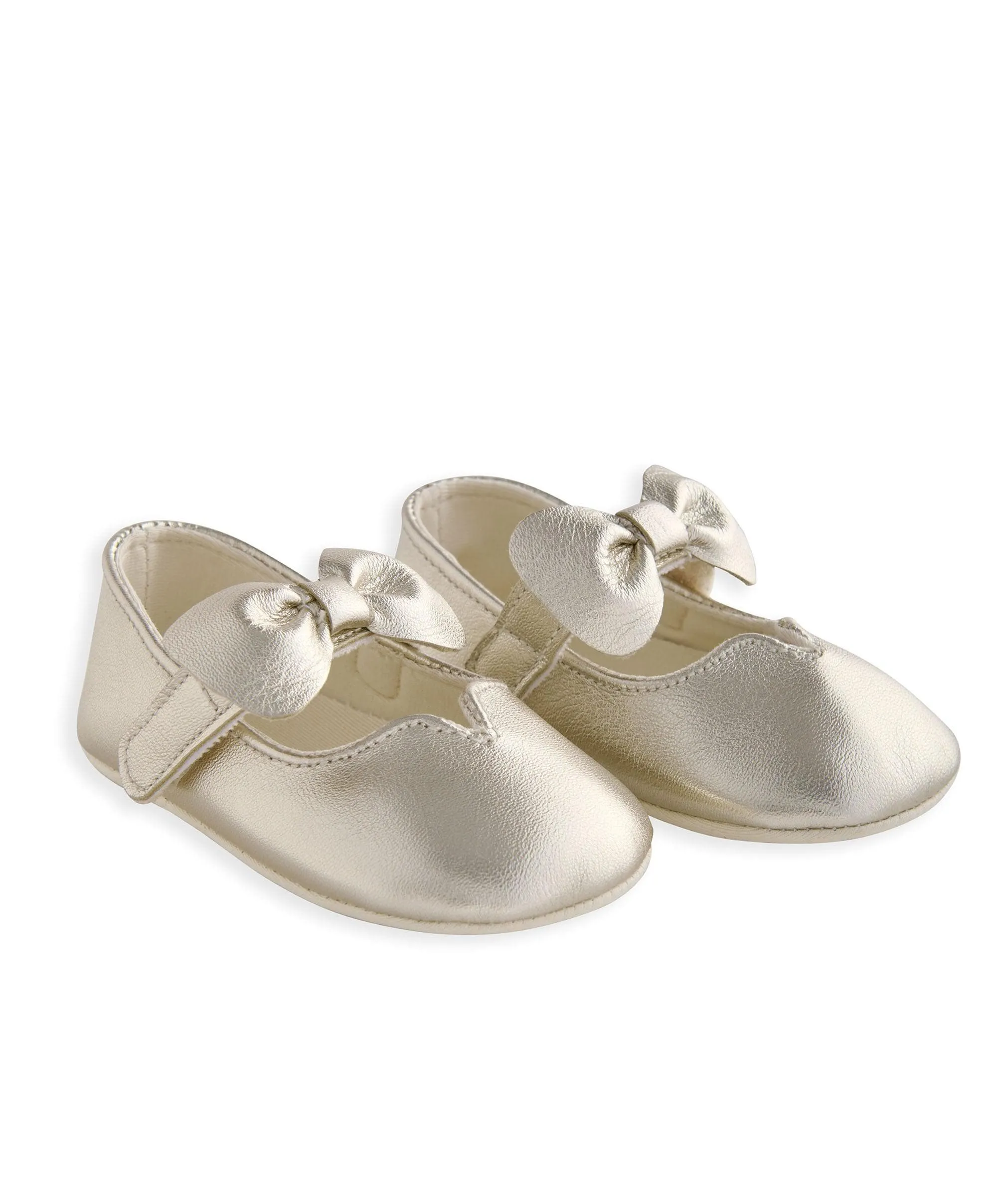 Bow Pram Shoes - Gold