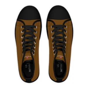 Dark Brown Ladies' High Tops, Solid Color Best Women's High Top Sneakers Canvas Tennis Shoes