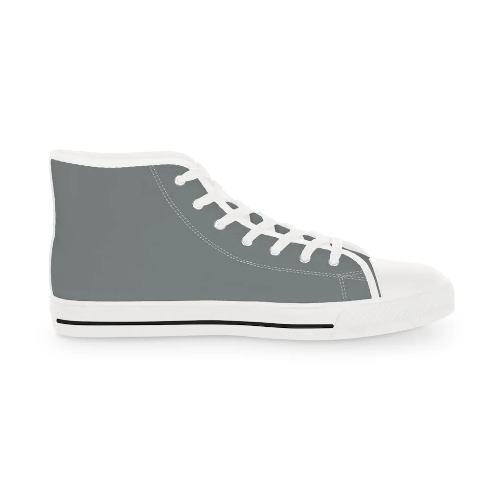 Dark Grey Men's High Tops, Grey Modern Minimalist Best Men's High Top Sneakers (US Size: 5-14)