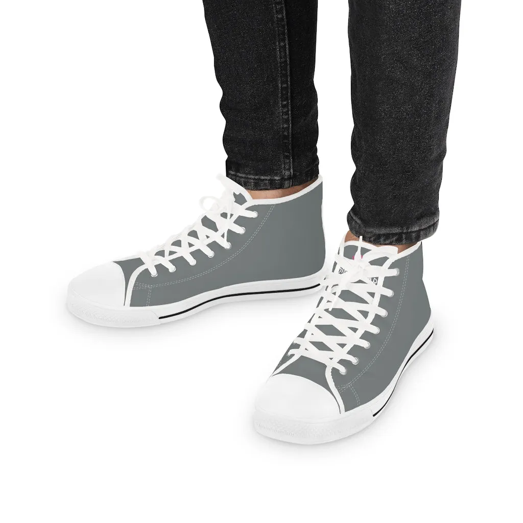 Dark Grey Men's High Tops, Grey Modern Minimalist Best Men's High Top Sneakers (US Size: 5-14)