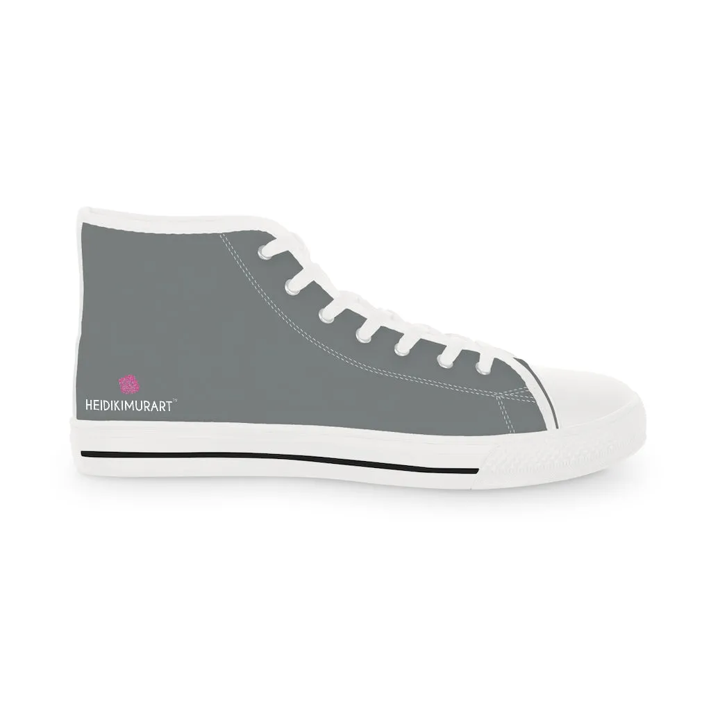 Dark Grey Men's High Tops, Grey Modern Minimalist Best Men's High Top Sneakers (US Size: 5-14)