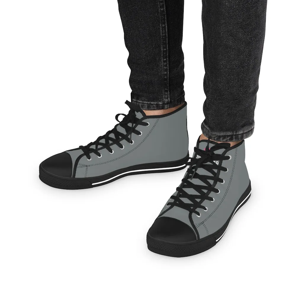 Dark Grey Men's High Tops, Grey Modern Minimalist Best Men's High Top Sneakers (US Size: 5-14)