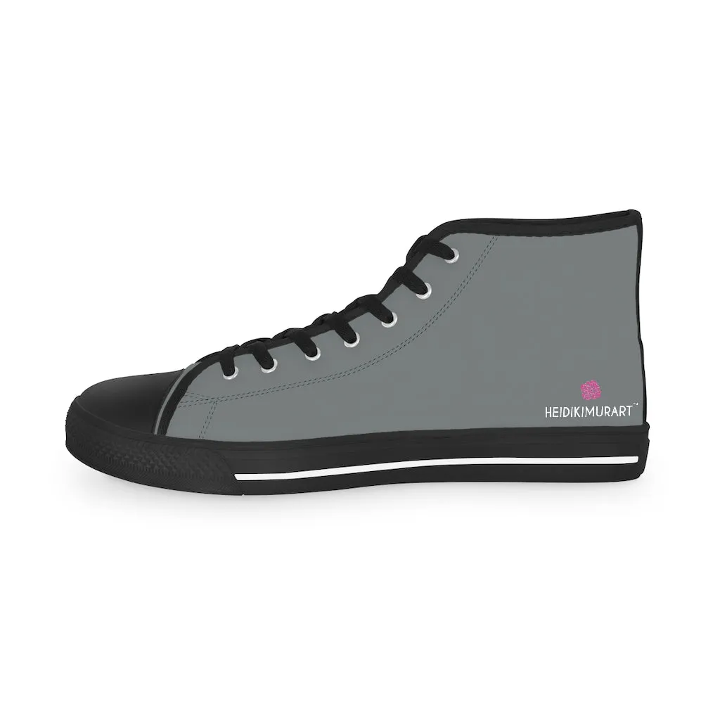 Dark Grey Men's High Tops, Grey Modern Minimalist Best Men's High Top Sneakers (US Size: 5-14)