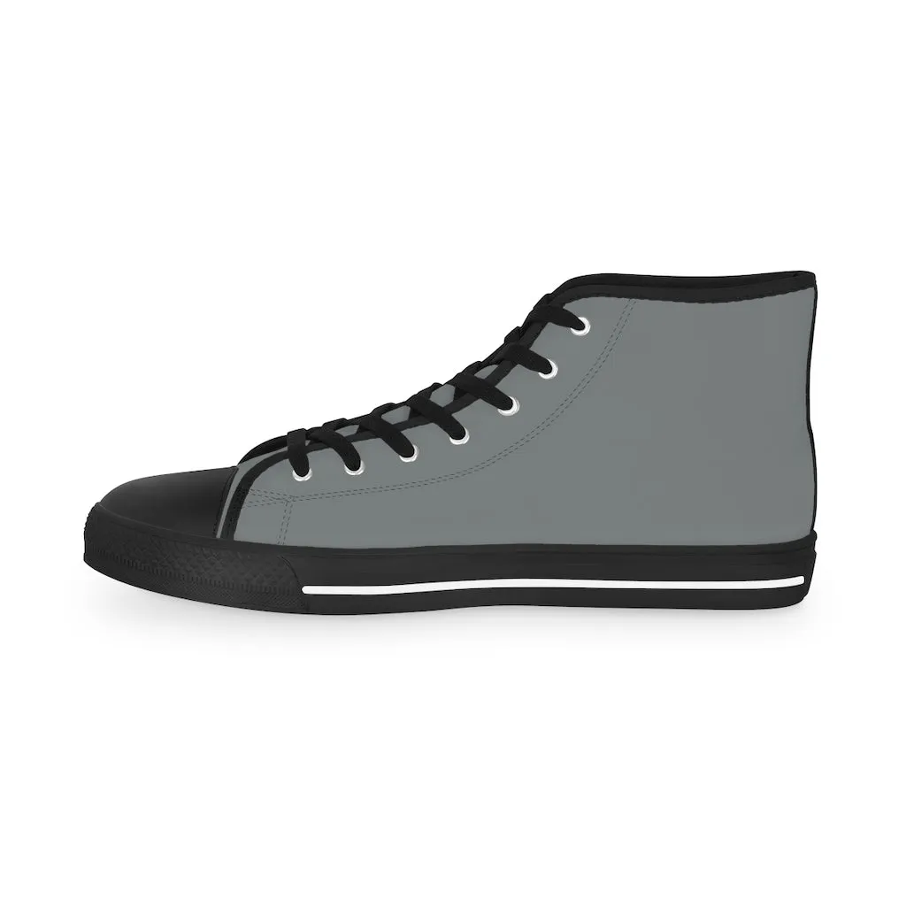 Dark Grey Men's High Tops, Grey Modern Minimalist Best Men's High Top Sneakers (US Size: 5-14)