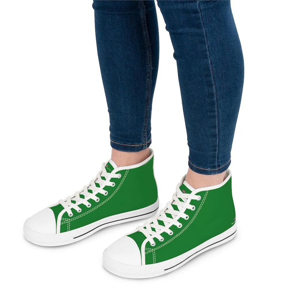 Emerald Green Ladies' High Tops, Solid Color Best Women's High Top Sneakers Canvas Shoes