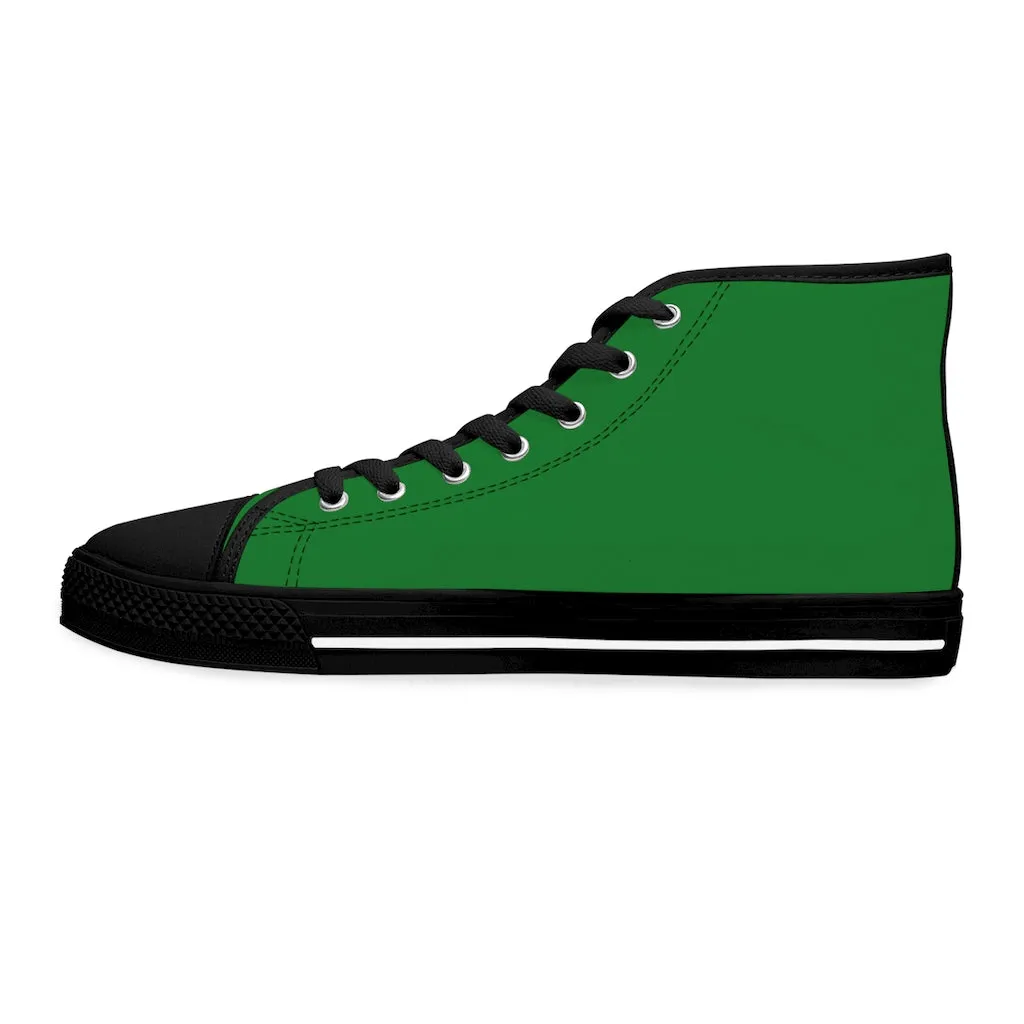 Emerald Green Ladies' High Tops, Solid Color Best Women's High Top Sneakers Canvas Shoes