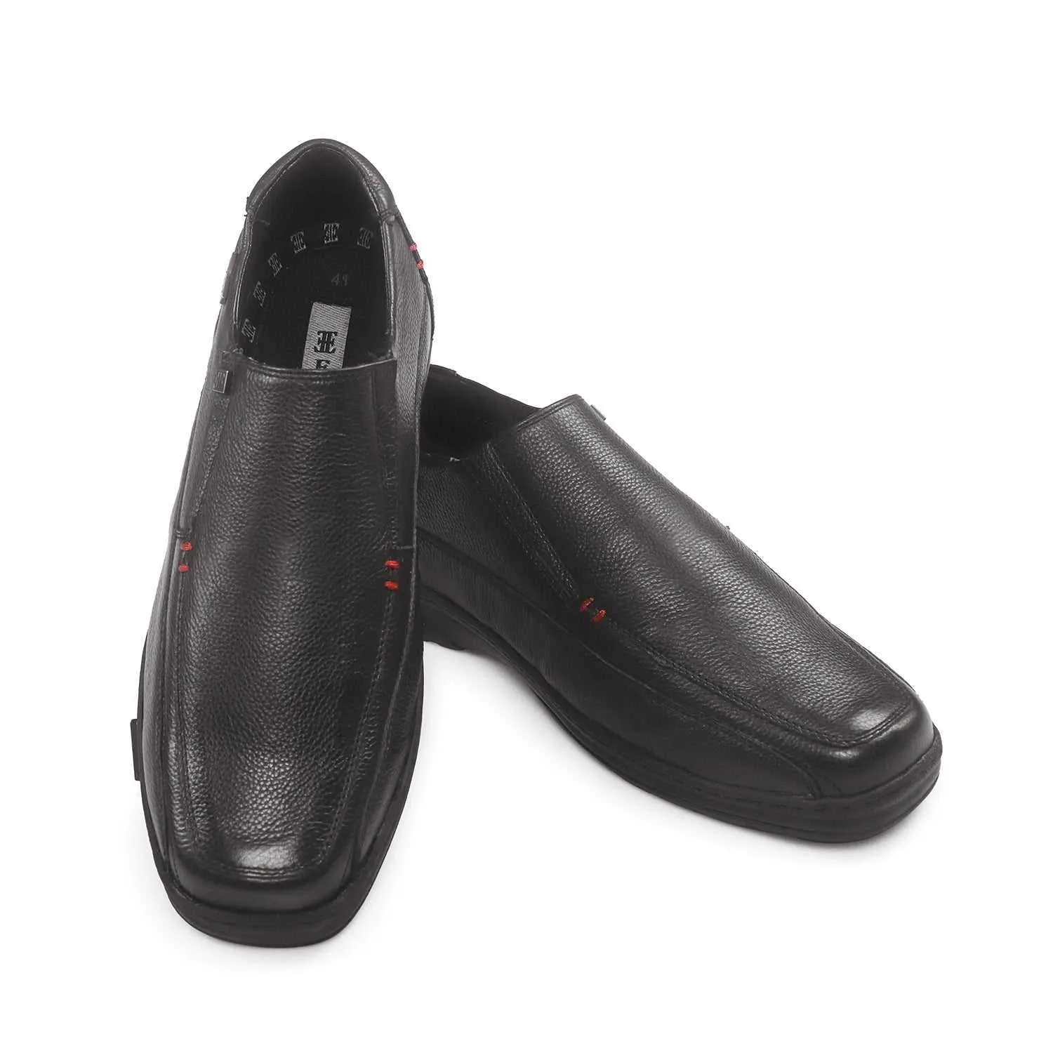 Ezok Black Leather Slipon Shoes