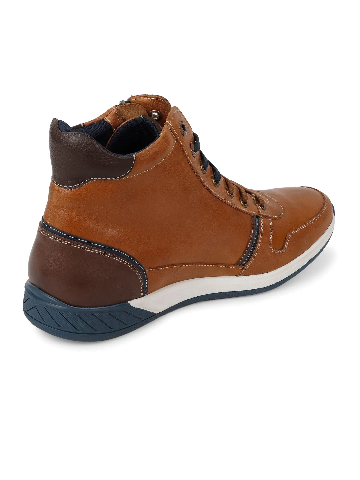 Ezok Tan Lace-ups Leather Sneakers For Men