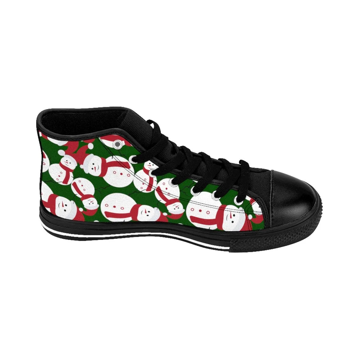 Green Snowman Men's Sneakers, Cute Christmas Red Best High-Top Tennis Shoes For Men (US Size 6-14)