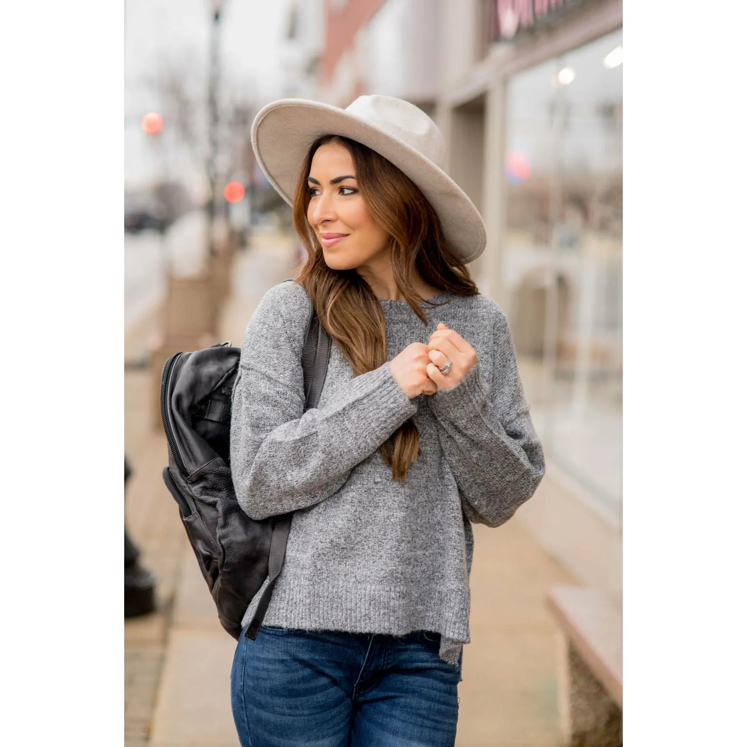 Heathered Side Slit Sweater