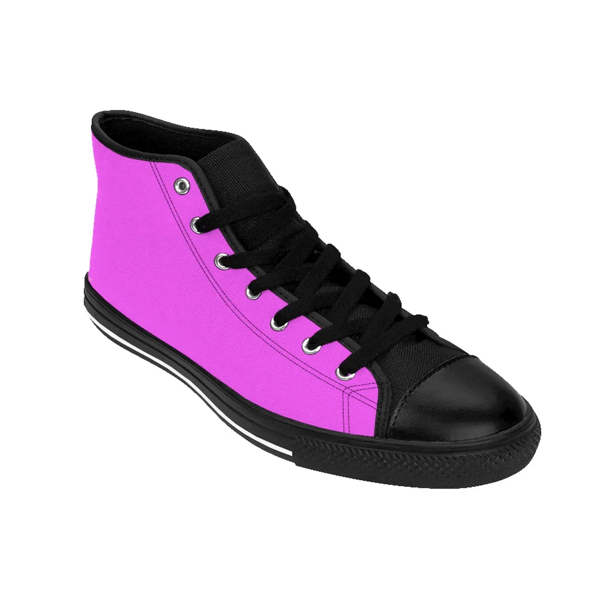 Hot Pink Men's High Tops, Solid Color Print Premium High-top Premium Fashion Sneakers