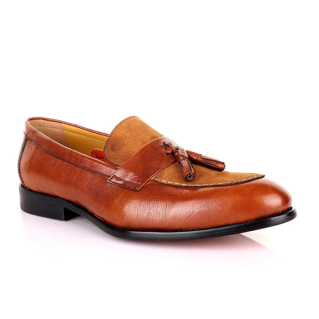 John Mendson Crafted Brown and Suede tassel Loafers Shoe