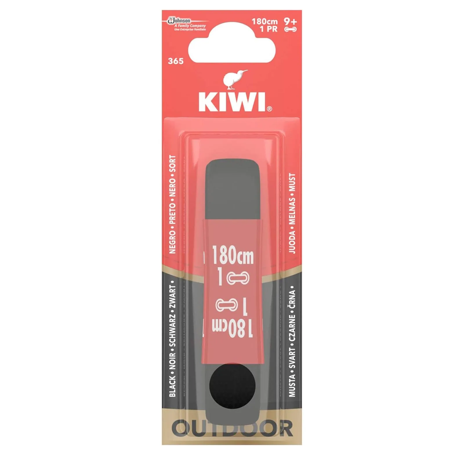 Kiwi Black Flat Outdoor Laces 180cm