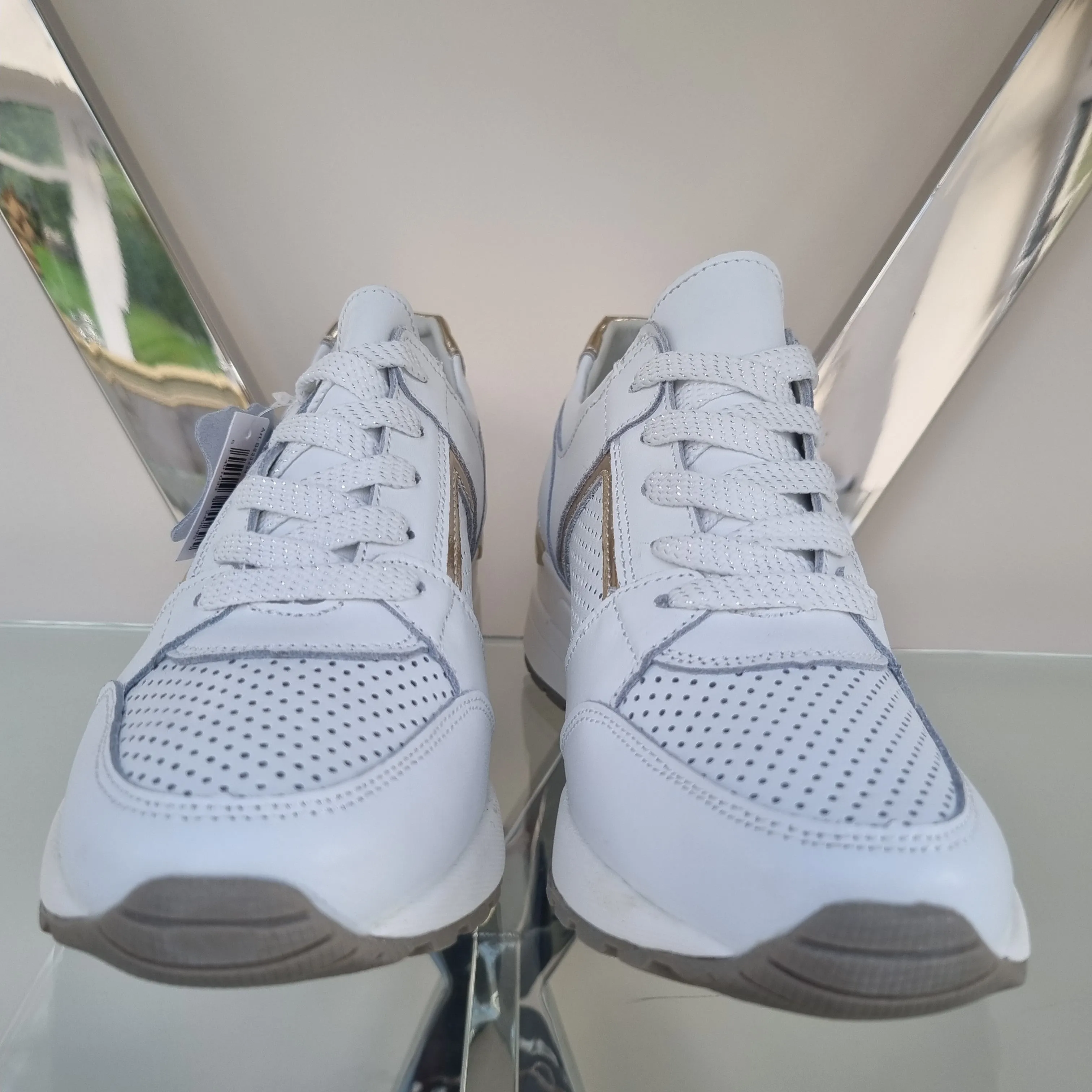 Ladies Leather White wedge trainers