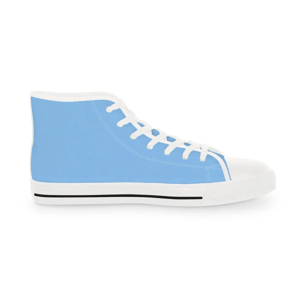 Light Blue Men's High Tops, Modern Minimalist Best Men's High Top Sneakers (US Size: 5-14)