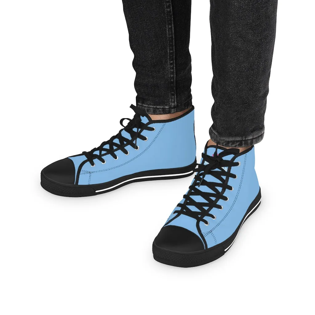 Light Blue Men's High Tops, Modern Minimalist Best Men's High Top Sneakers (US Size: 5-14)