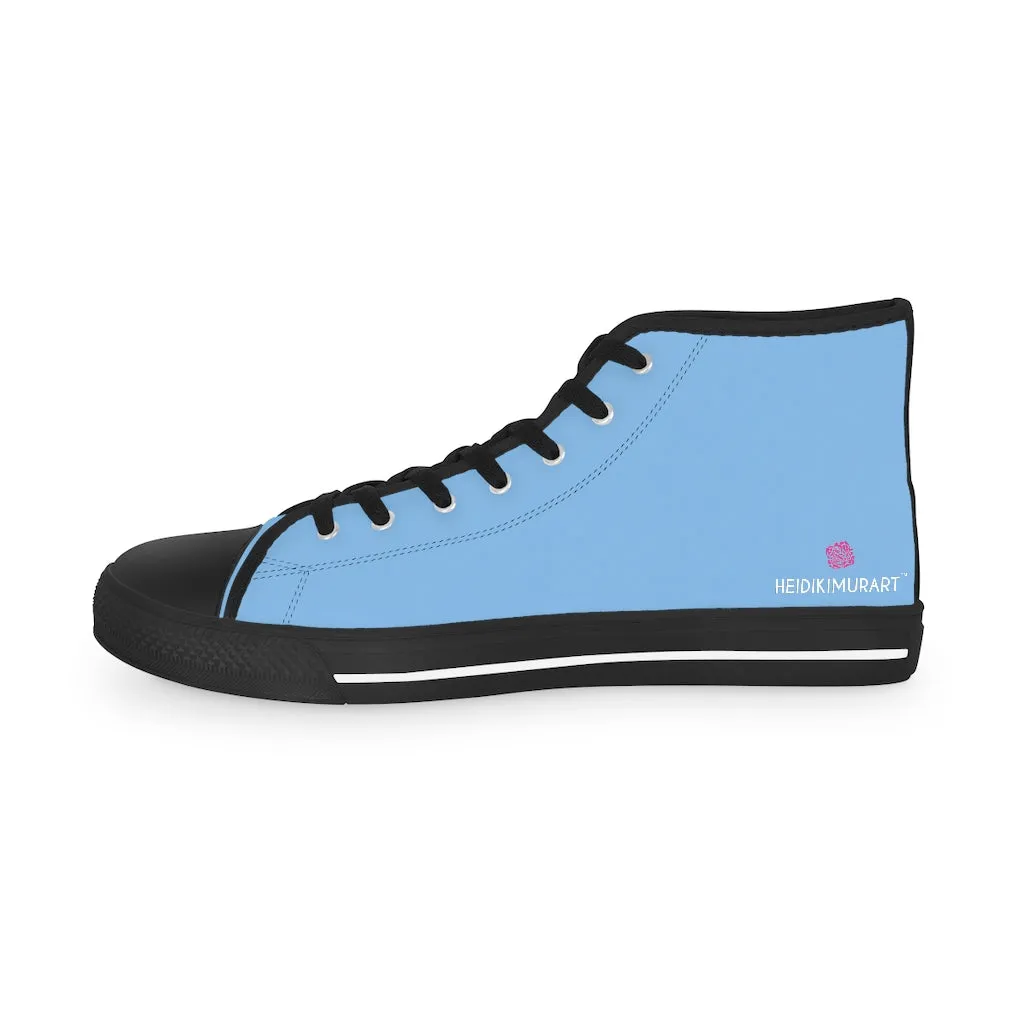 Light Blue Men's High Tops, Modern Minimalist Best Men's High Top Sneakers (US Size: 5-14)