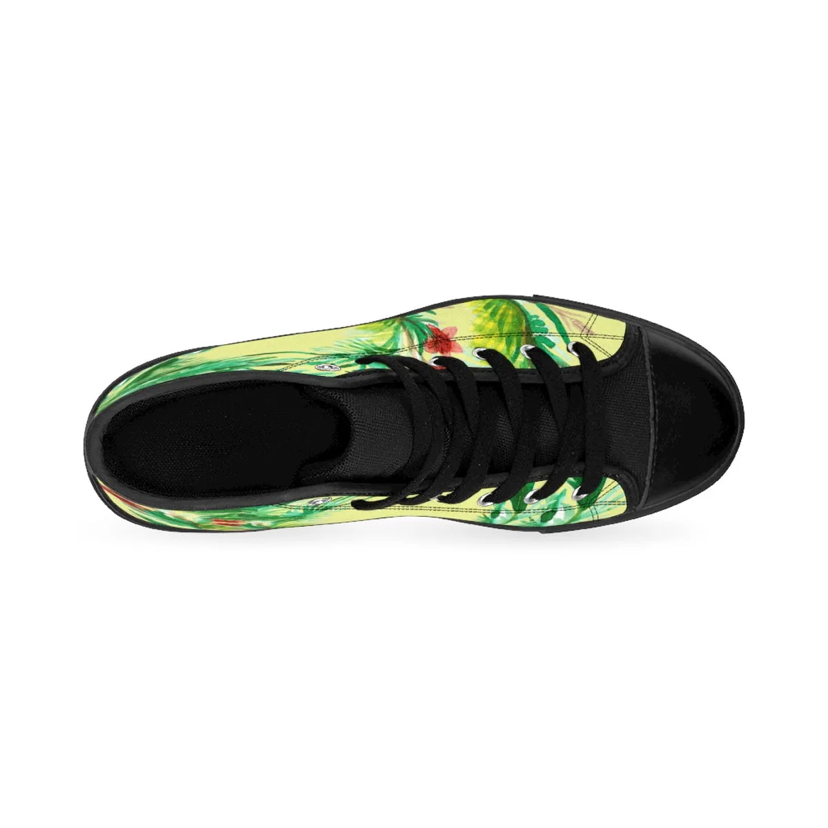 Light Yellow Floral Men's Sneakers, Red Floral Print High-top Sneakers Running Tennis Shoes