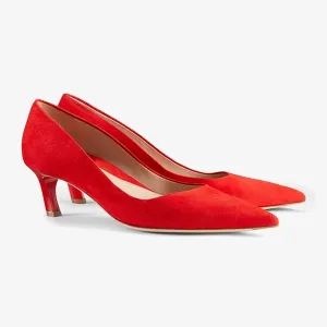 Lillian Pump - Suede :: Vermilion