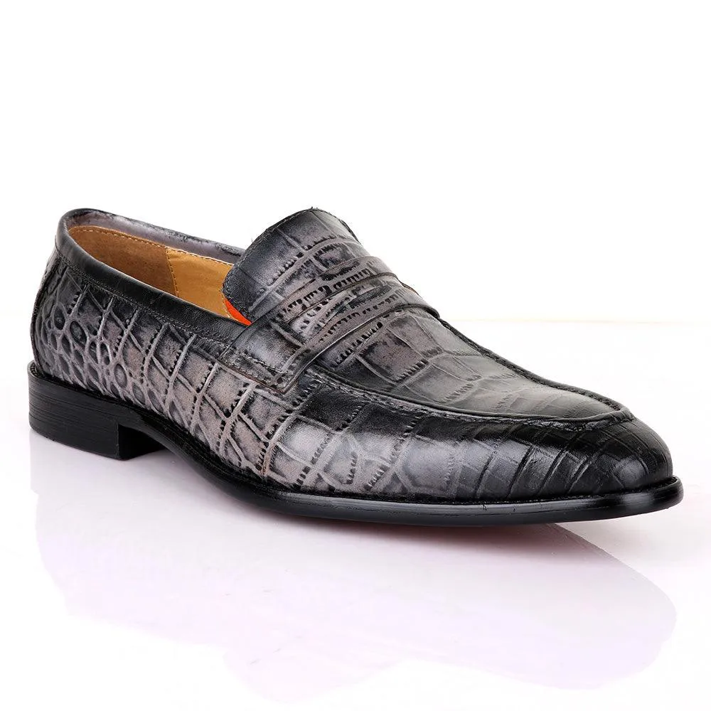 LoriBlu Pattern Croc Grey Formal Leather Shoe