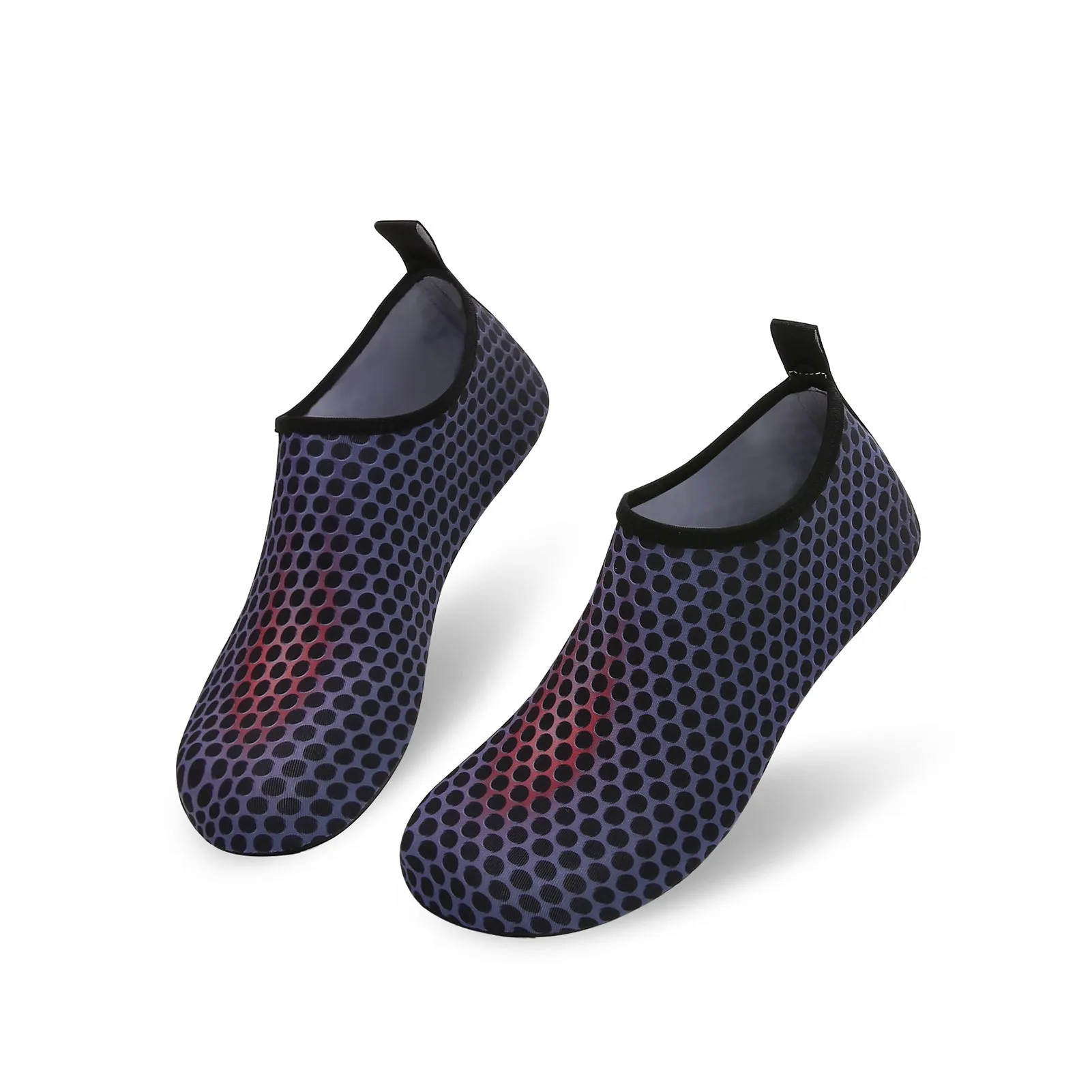 Men and Women a Slip On Barefoot Quick-Dry Beach Aqua Yoga Water Shoes (Black Dots/Purple)