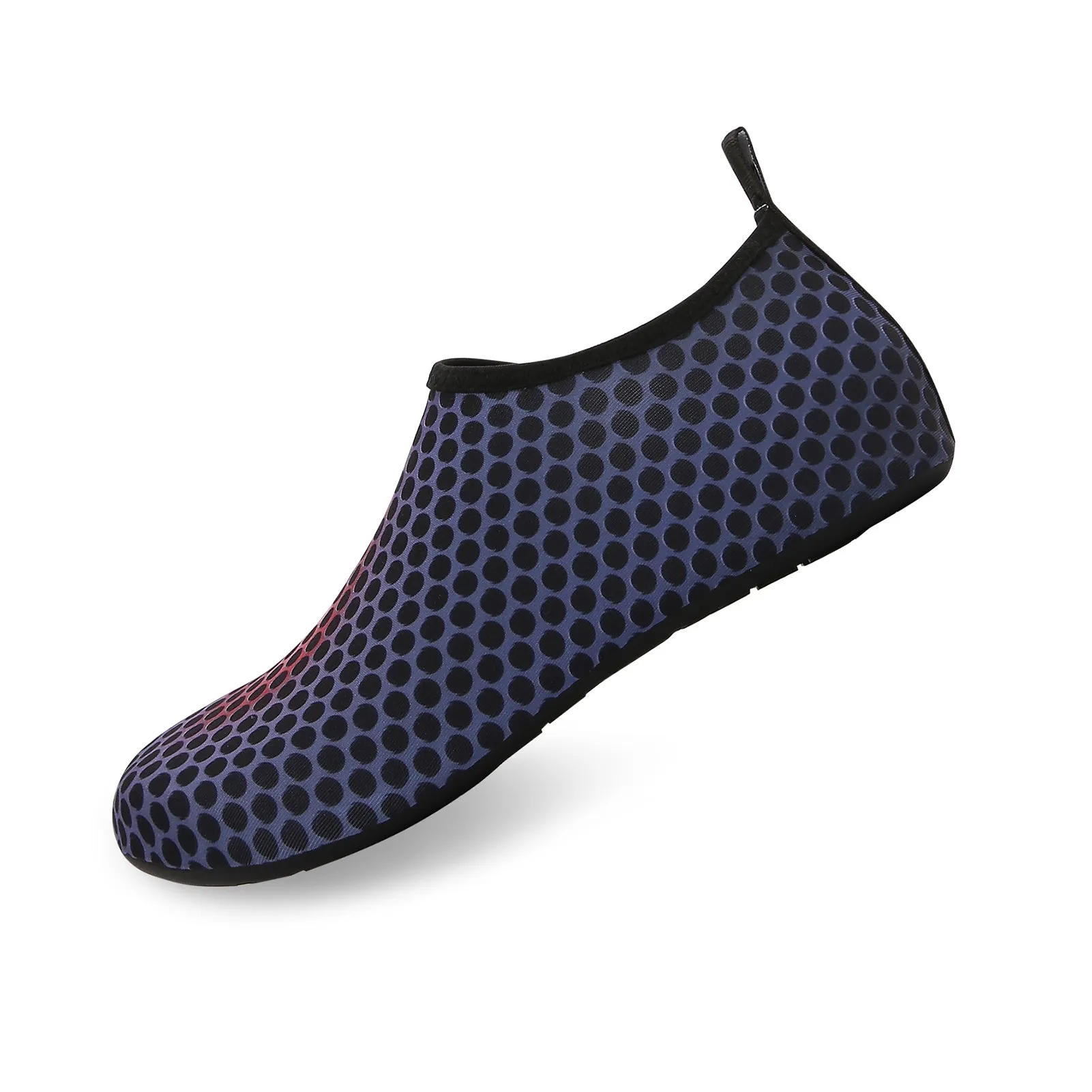 Men and Women a Slip On Barefoot Quick-Dry Beach Aqua Yoga Water Shoes (Black Dots/Purple)