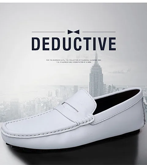 Men's Genuine Leather Shoes Casual Heightening Slip On Loafers Breathable Lightweight Flats Driving Shoes Fashion Slipper