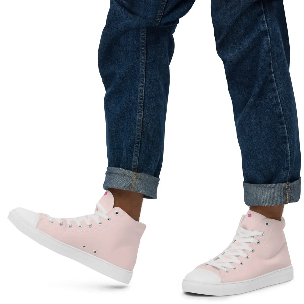 Pale Pink Men's Sneakers, Solid Color Modern Minimalist Canvas Fashion Tennis Shoes For Men