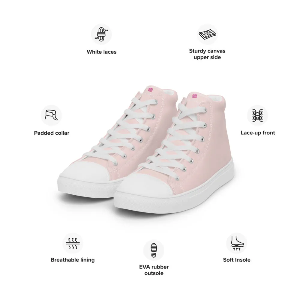 Pale Pink Men's Sneakers, Solid Color Modern Minimalist Canvas Fashion Tennis Shoes For Men