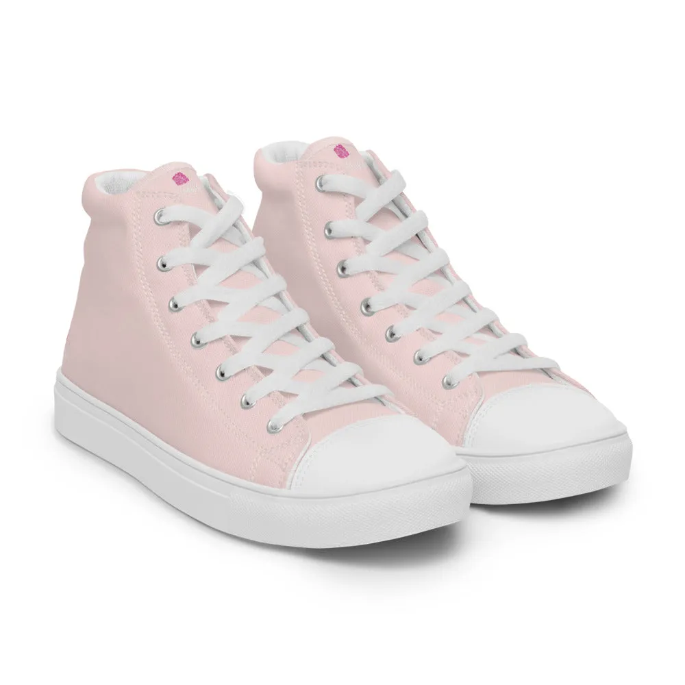 Pale Pink Men's Sneakers, Solid Color Modern Minimalist Canvas Fashion Tennis Shoes For Men