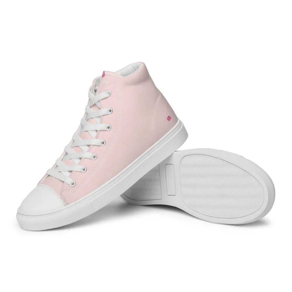 Pale Pink Men's Sneakers, Solid Color Modern Minimalist Canvas Fashion Tennis Shoes For Men