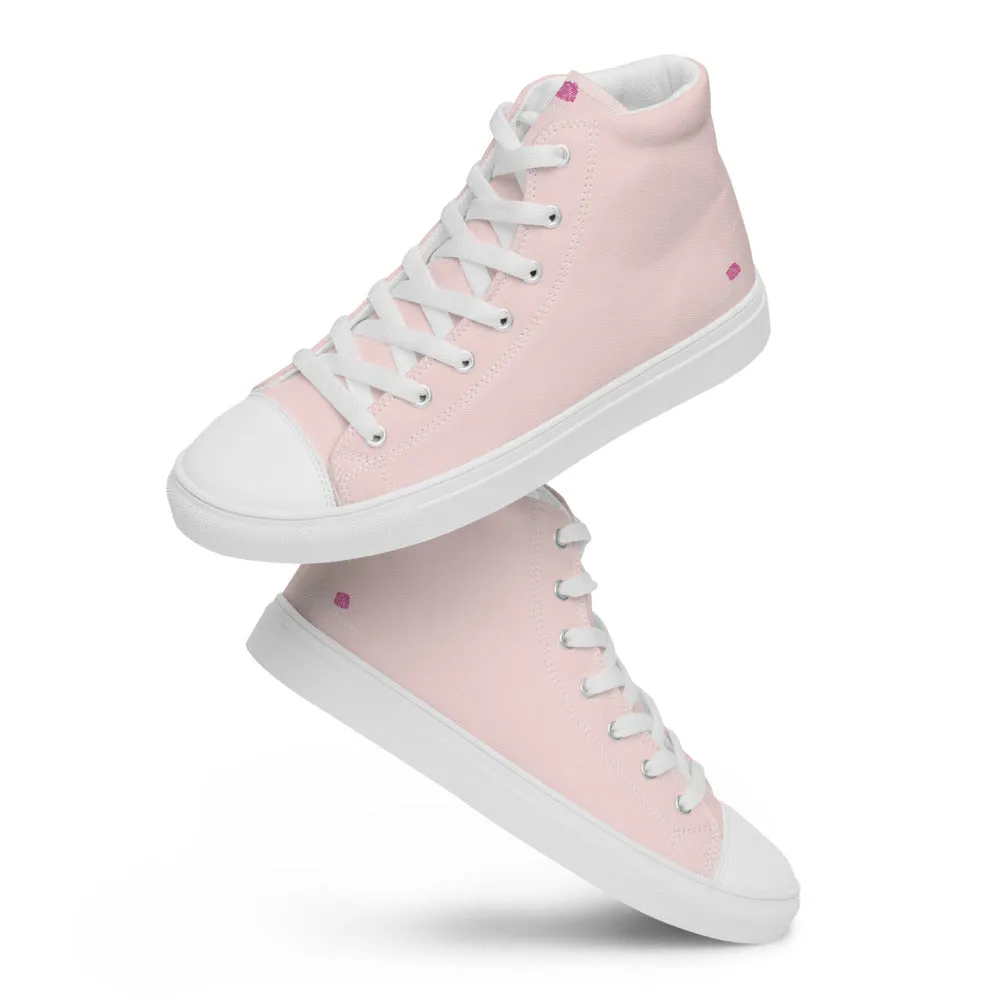 Pale Pink Men's Sneakers, Solid Color Modern Minimalist Canvas Fashion Tennis Shoes For Men