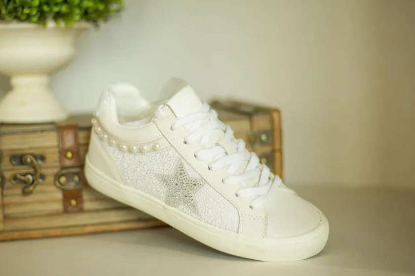 Perscila Vintage Havana White Beaded Grey Rhin Star High Top