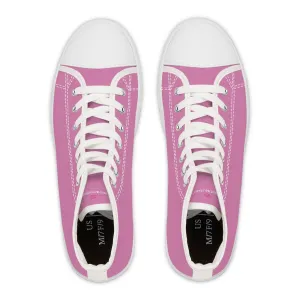 Pink Ladies' High Tops, Solid Color Best Women's High Top Sneakers Canvas Tennis Shoes