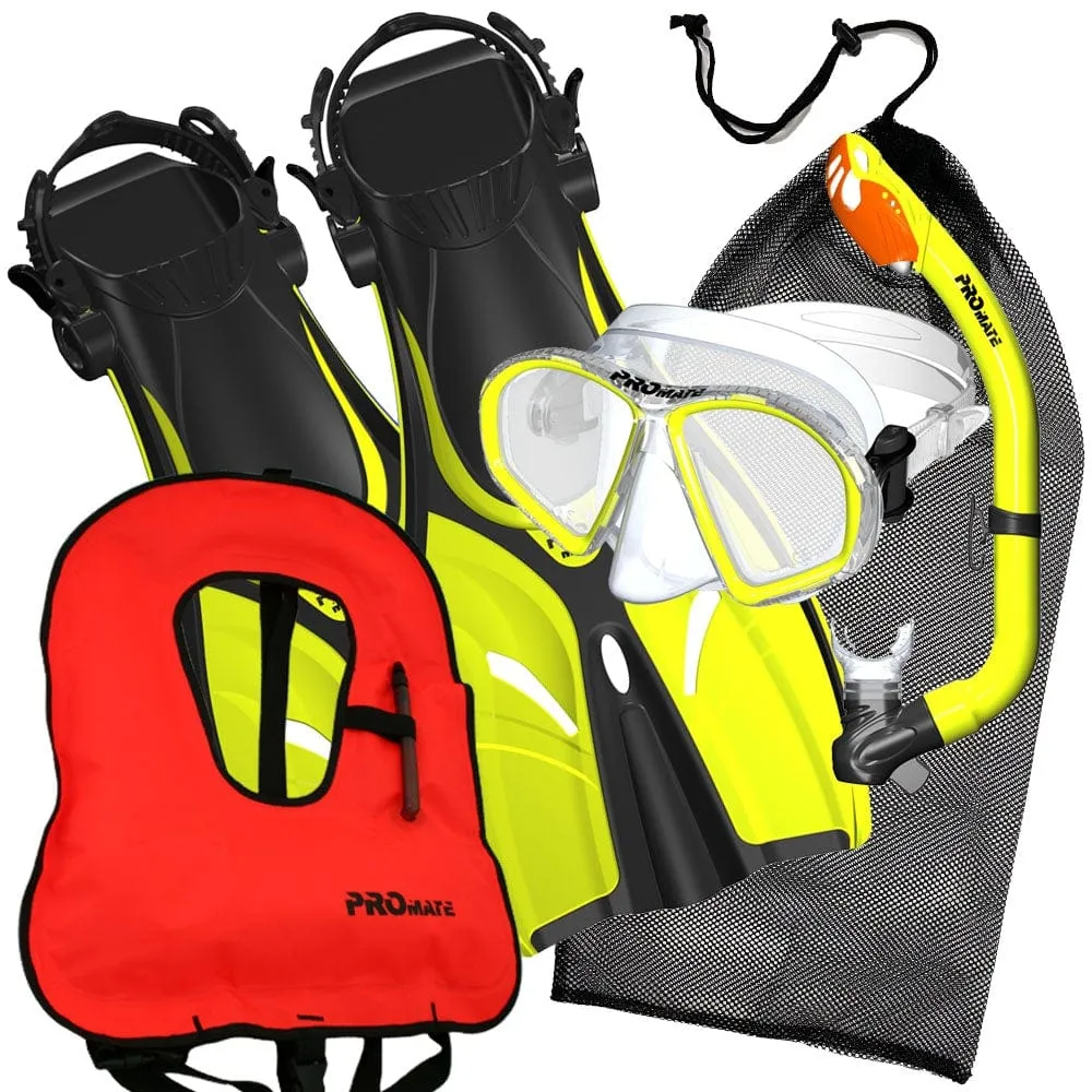 Promate Spectrum Jr. Snorkel Combo Set with Snorkeling Fins With Snorkel Vest Jacket - SCS0098  SV01