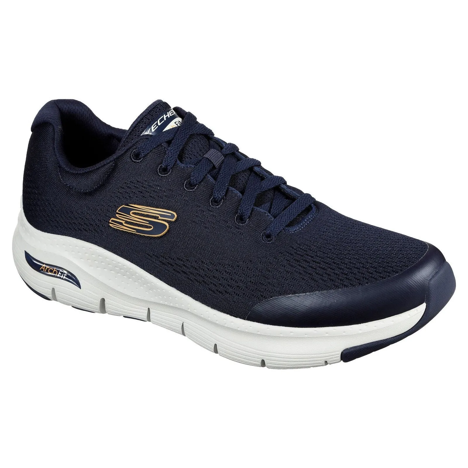 Skechers 232040 Arch Fit Mens Navy Textile Arch Support Lace Up Trainers