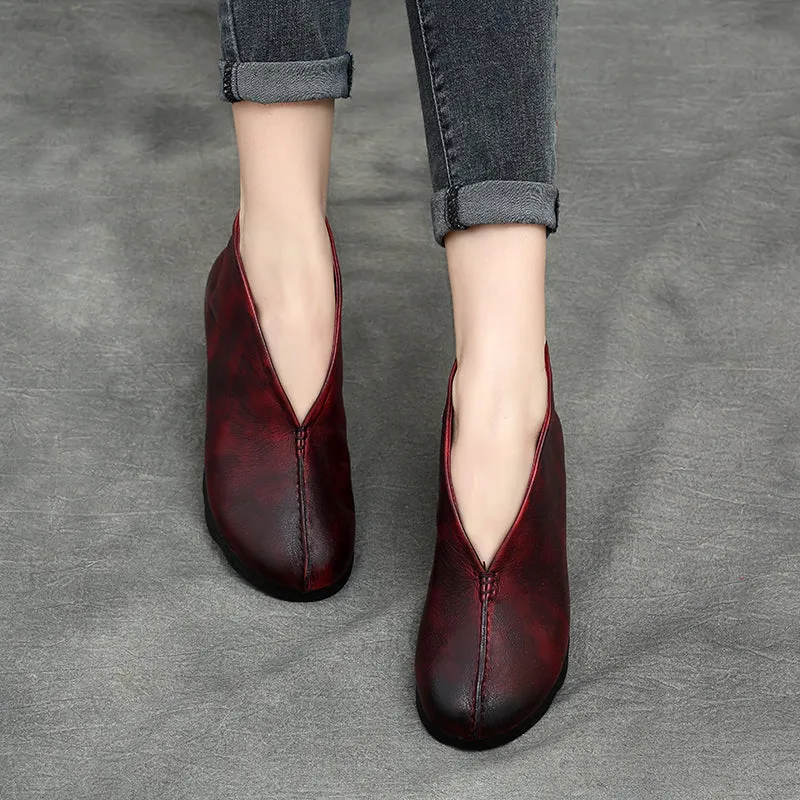 Soft Leather Comfortable Retro Ankle Flats