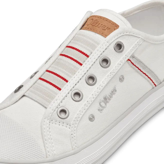 S.Oliver Breathable White Flat Runners with Elastic Strap