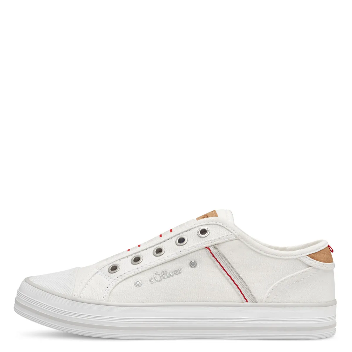 S.Oliver Breathable White Flat Runners with Elastic Strap