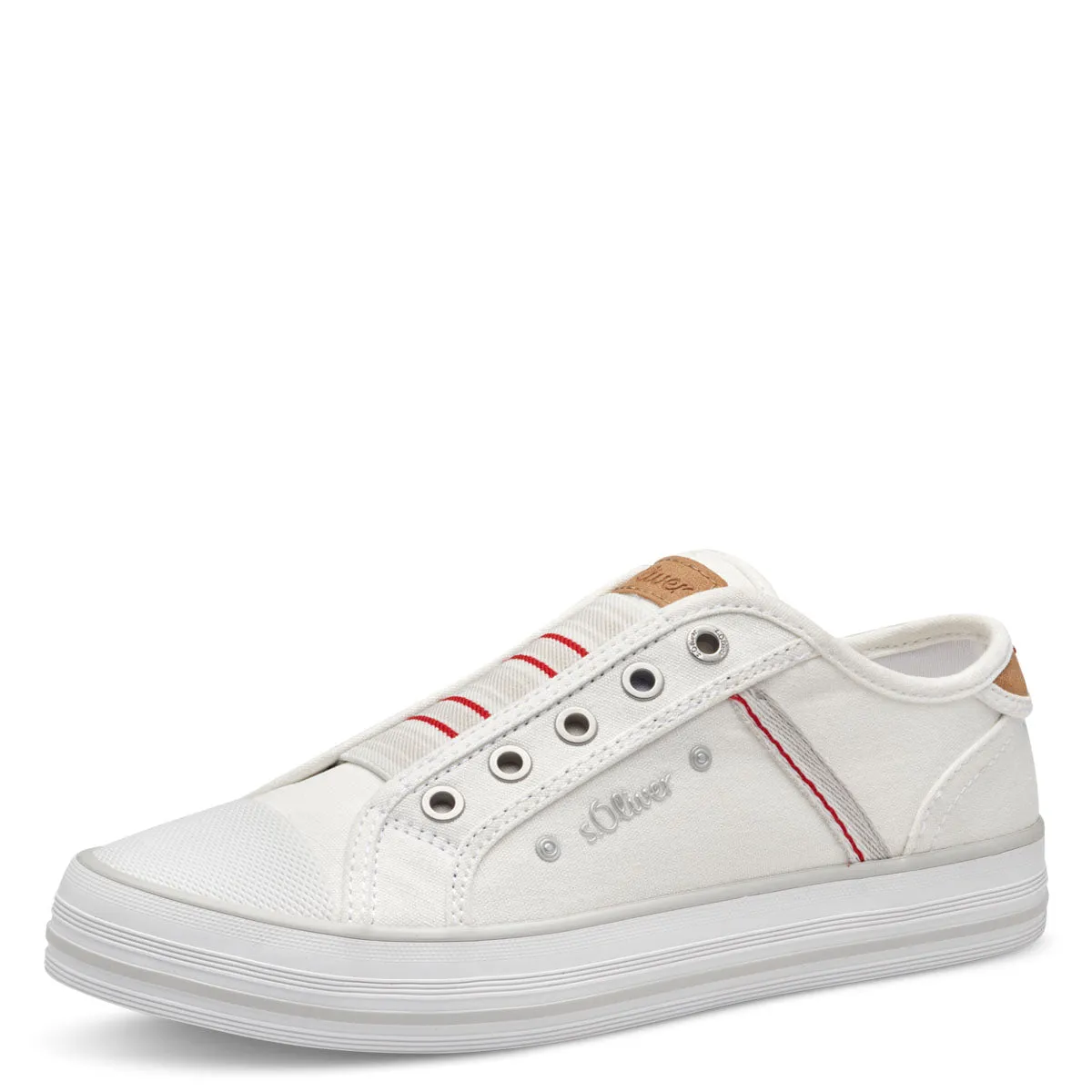 S.Oliver Breathable White Flat Runners with Elastic Strap