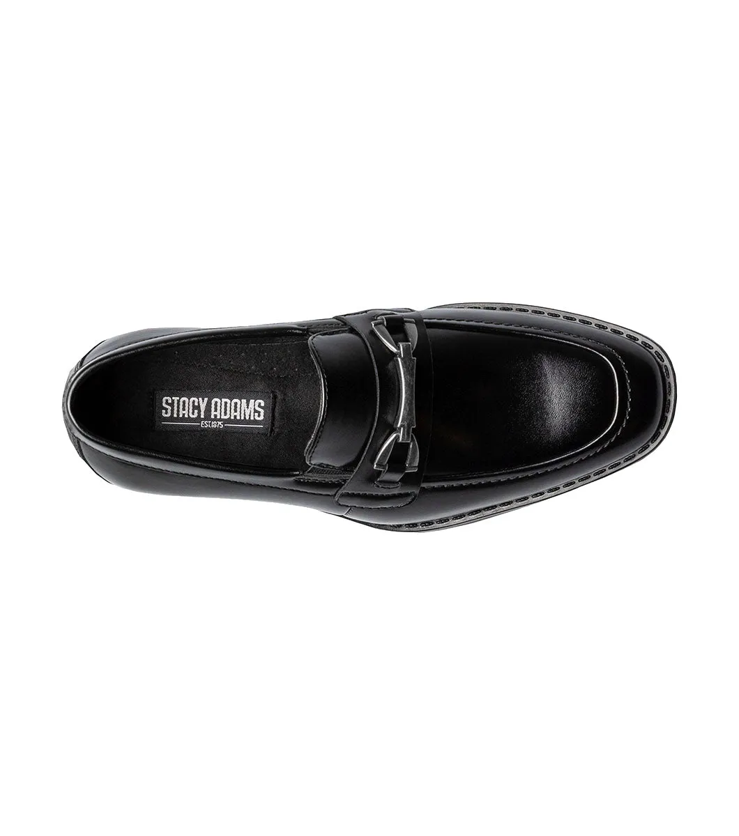 Stacy Adams Boys Kaylor Moc Toe Bit Slip On - Black