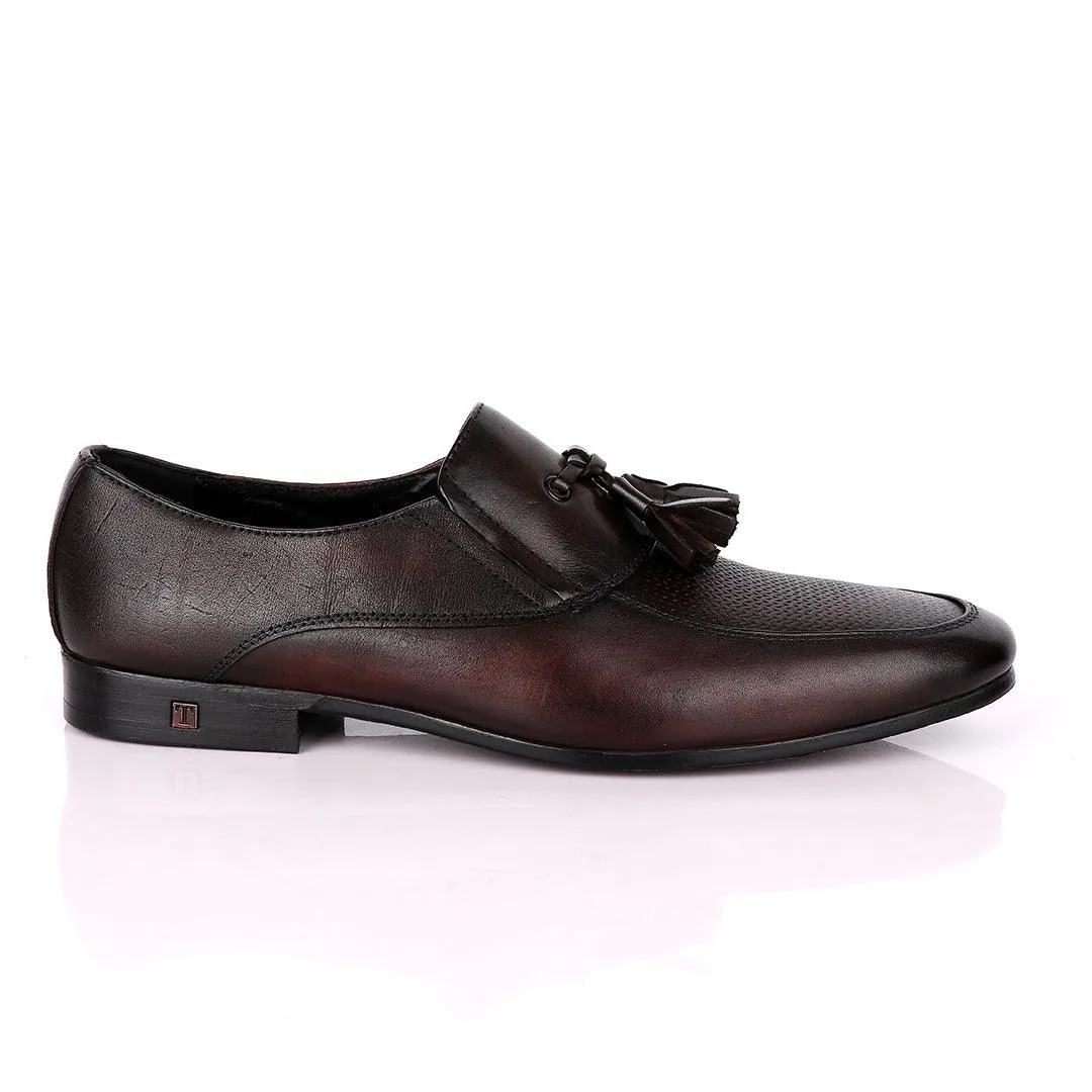 Thom Browne Front Pattern Coffee Leather Shoe