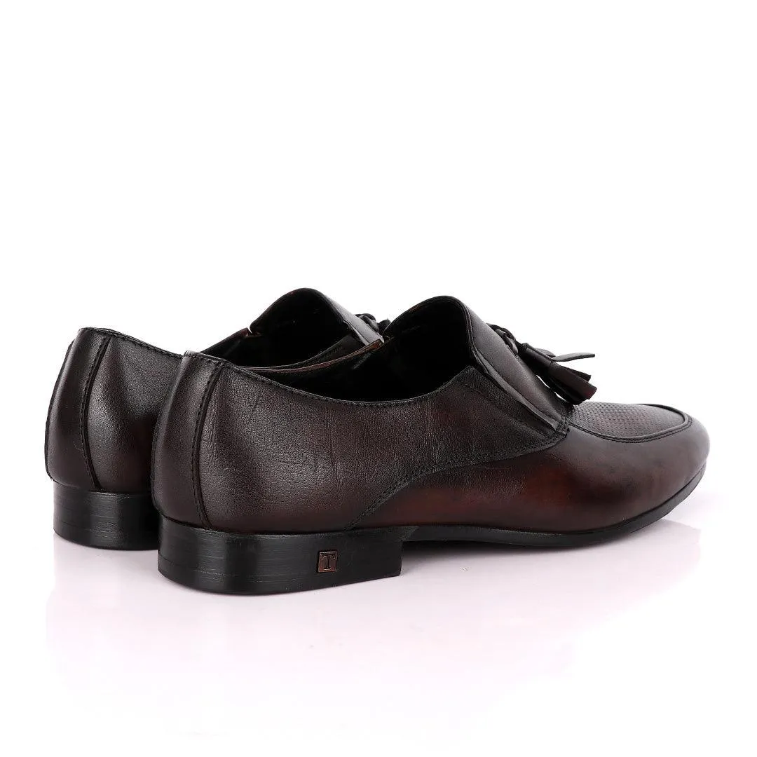 Thom Browne Front Pattern Coffee Leather Shoe