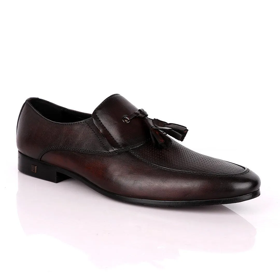 Thom Browne Front Pattern Coffee Leather Shoe